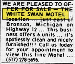 White Swan Motel - Nov 1976 For Sale
